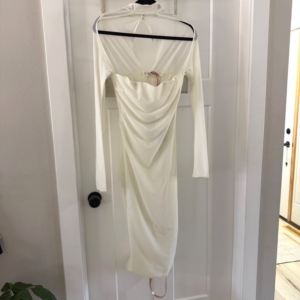 House of CB Milarose White Mesh Corset Midi Dress Size S NWT tiny mark Bridal